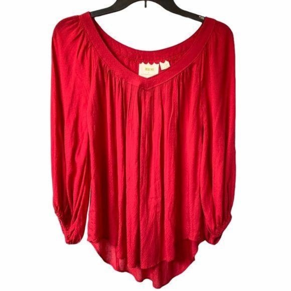 Anthropologie Tops - 5/$15 Maeve Anthro red pleated long sleeve top 0